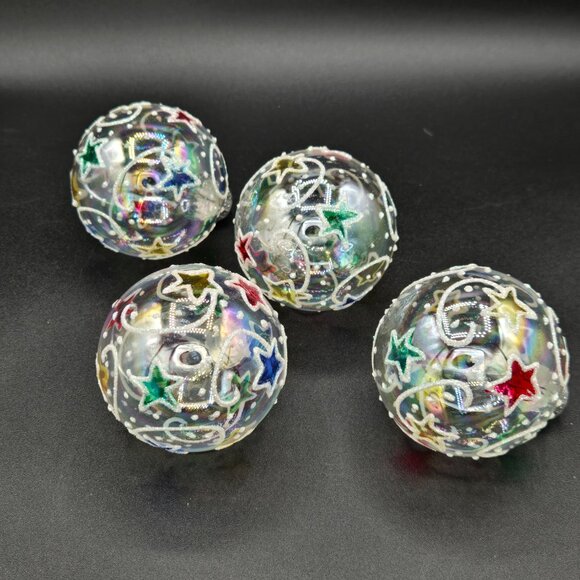Vintage Unique treasures Iridescent Ornaments with colorful stars - Picture 2 of 5